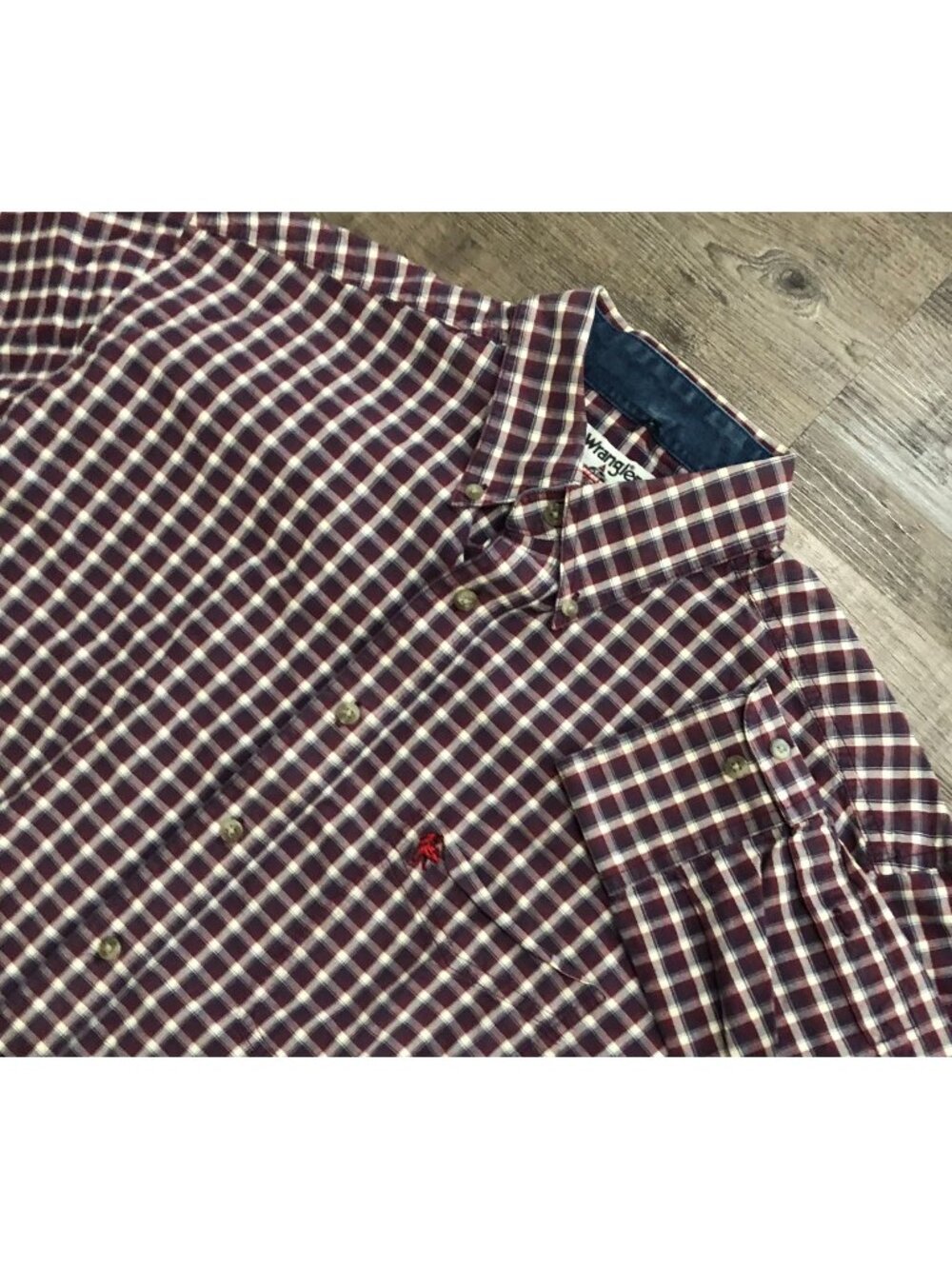 Wrangler PBR Mens Large Purple Plaid Long Long Buton Down Shirt